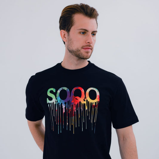 SOQO Drip Tee Shirt  - Black SQ0002