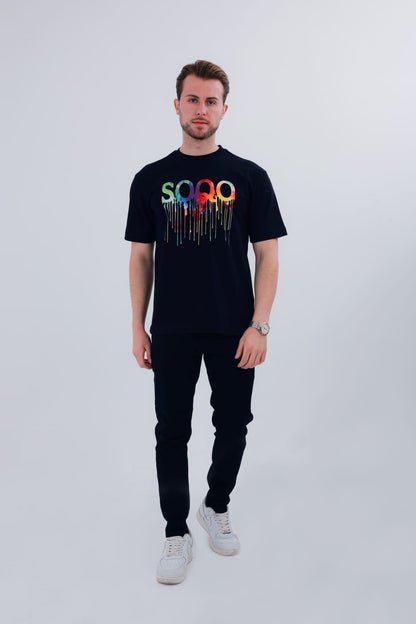 SOQO Drip Tee Shirt  - Black SQ0002